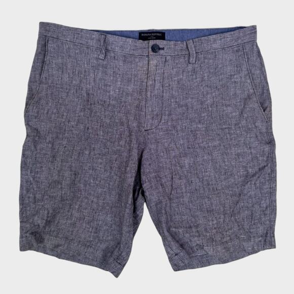 Banana Republic Factory Aiden Short Size 35 Mens Gray Shorts Linen Cotton Blend - Picture 1 of 7